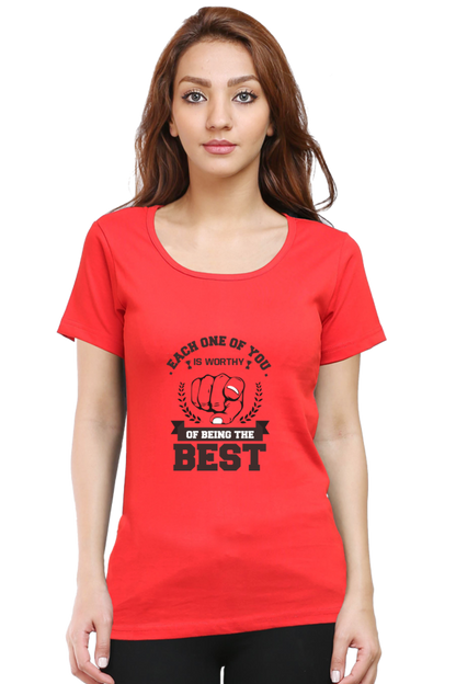 Women’s Round Neck Printed Motivational T-Shirts -  Worthy