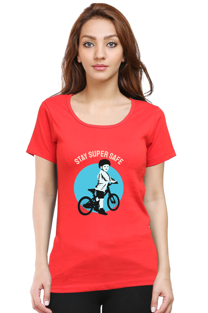 Women’s Round Neck Printed Rider T-Shirts -  super safe