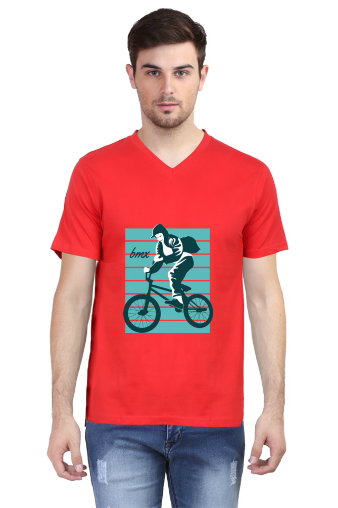 Men's BMX V Neck T-Shirt - bagpack