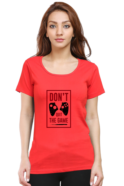Women’s Round Neck Printed Gamer T-Shirts -  Quit