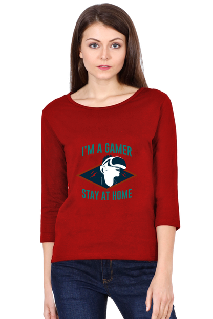 Women’s Full Sleeves Gamer T-Shirts - Stay Home