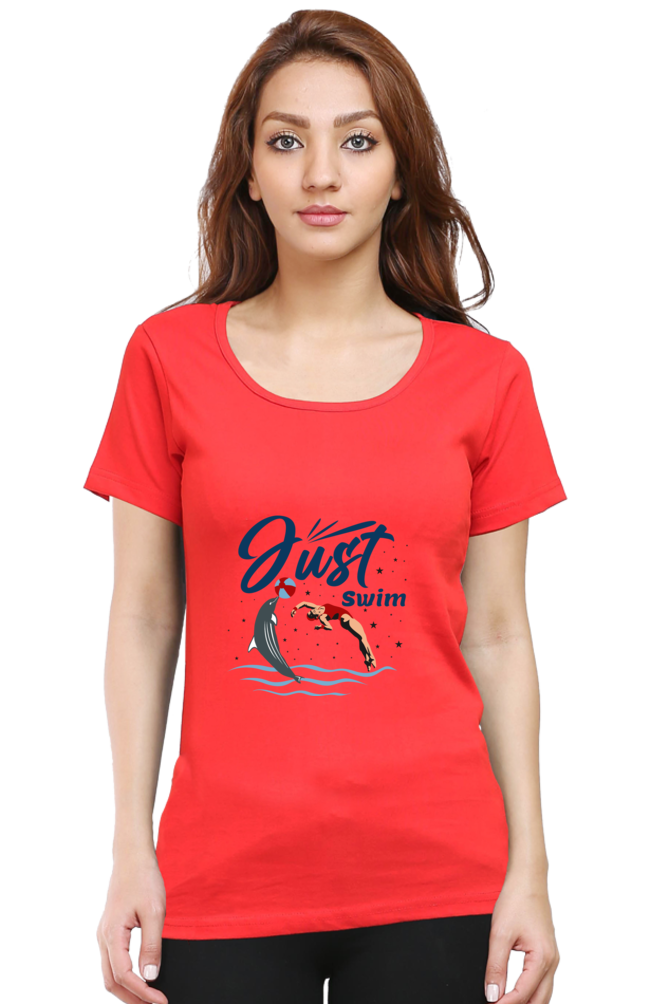 Women  Swimming Half Sleeve T-Shirt - Just Swim