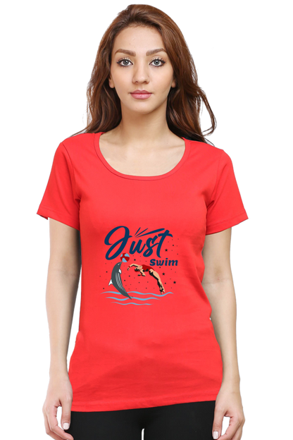 Women  Swimming Half Sleeve T-Shirt - Just Swim