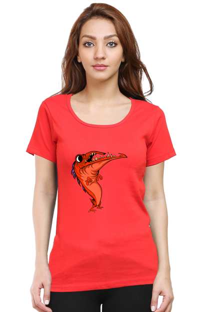 Women’s Round Neck Printed Animal's & Monster's T-Shirts - dancing monster