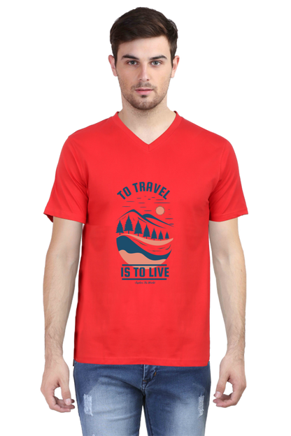 Men's Adventure V Neck T-Shirt - travel