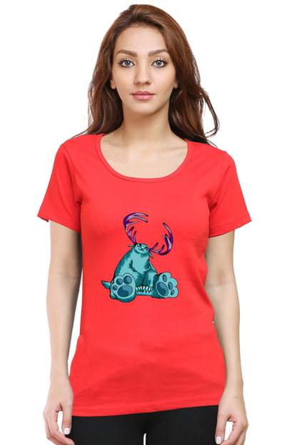 Women’s Round Neck Printed Animal's & Monster's T-Shirts -  huge monster