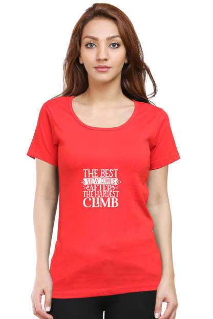 Women’s Round Neck Printed Motivational T-Shirts -  Climb