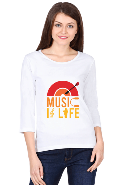 Women  Music Full Sleeve T-Shirt -  Life
