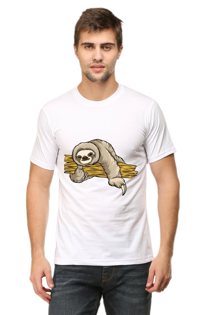 Men's Round Neck Sloth T-Shirt - Cuddle