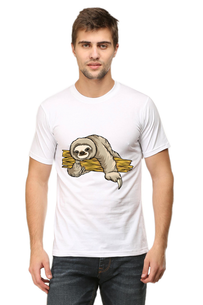 Men's Round Neck Sloth T-Shirt - Cuddle