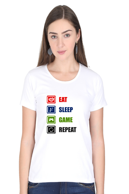 Women’s Round Neck Printed Gamer T-Shirts -  Repeat