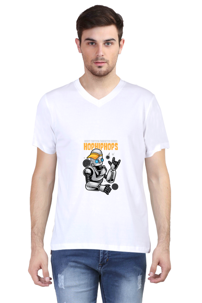 Men's Dance V Neck T-Shirt - robot urban hip-hop