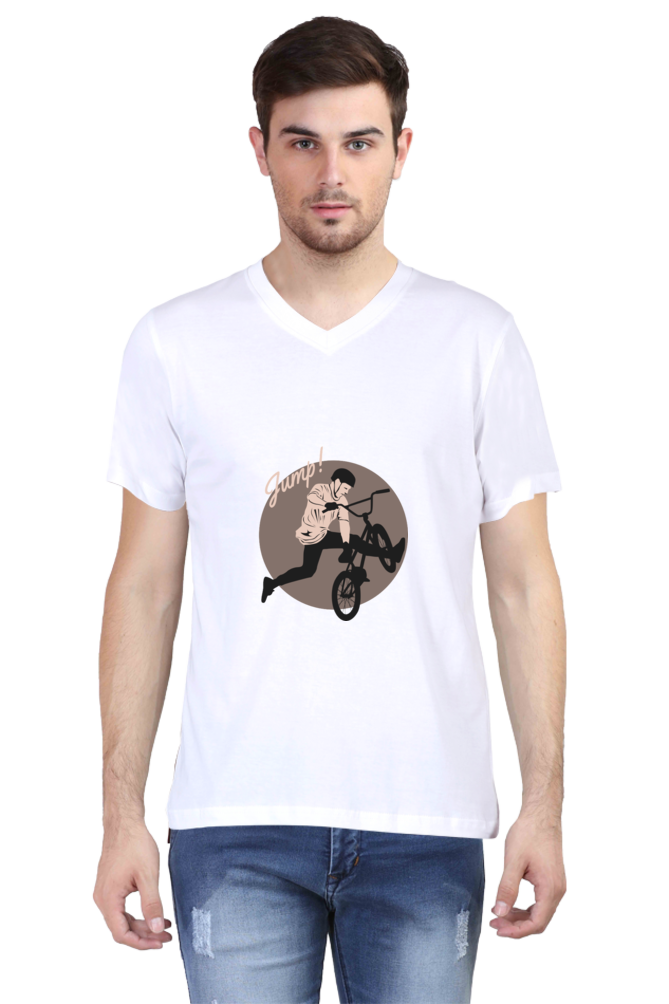 Men's BMX V Neck T-Shirt - jump
