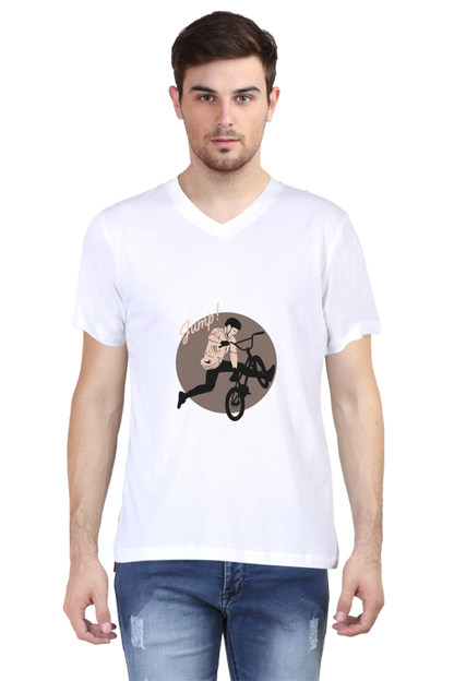Men's BMX V Neck T-Shirt - jump