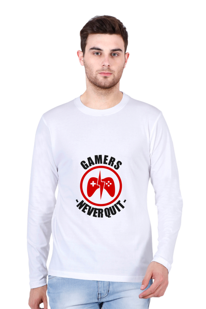 Men’s  Gamer Full Sleeve - T Shirt - Never Quit