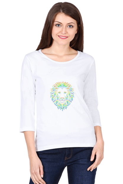 Women’s Round Neck Stones T-Shirts - Lion Face
