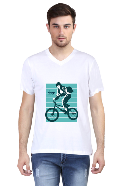Men's BMX V Neck T-Shirt - bagpack