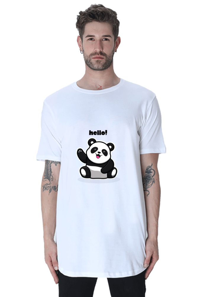 Panda Unisex Cotton Round Neck T-shirt- Hello Panda