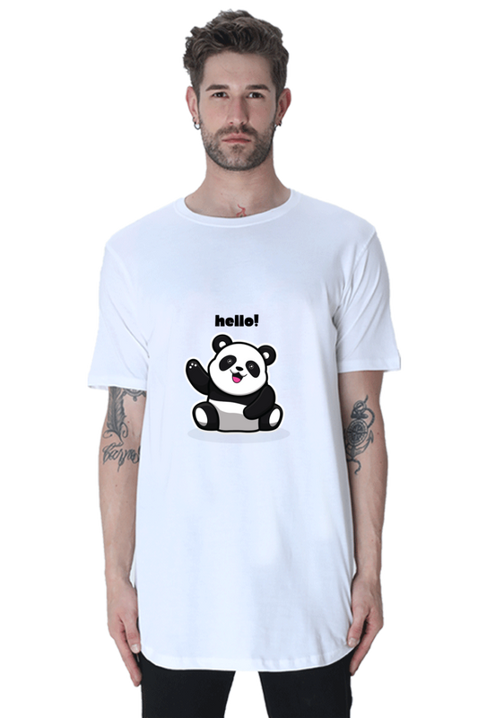 Panda Unisex Cotton Round Neck T-shirt- Hello Panda
