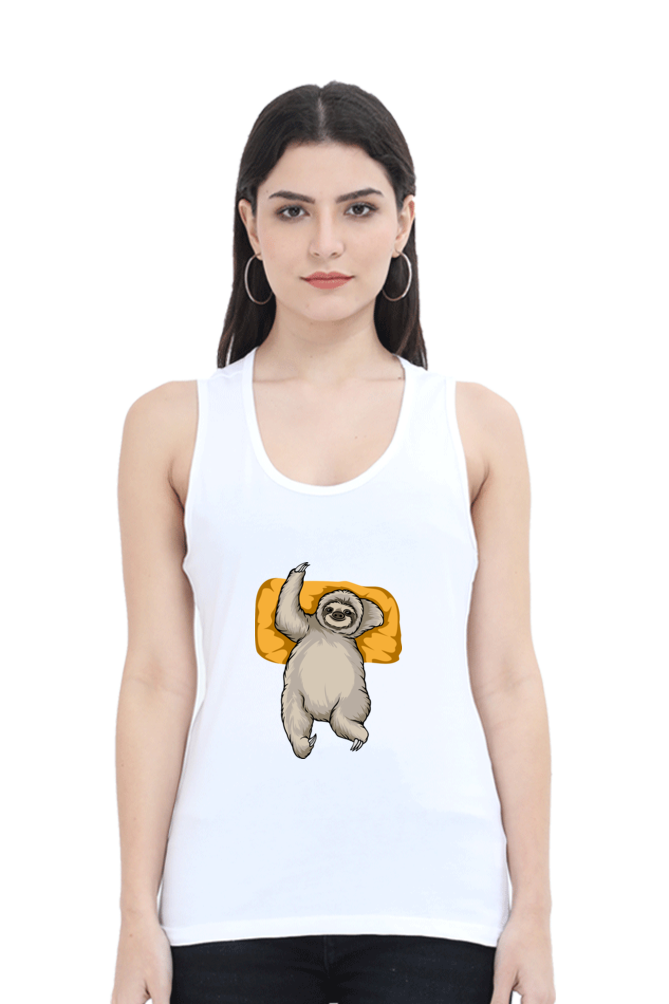 Women Sloth Tank Top - sleepy wave