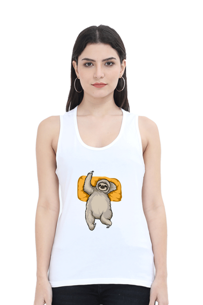 Women Sloth Tank Top - sleepy wave