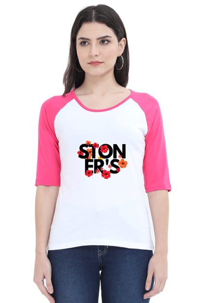 Women Raglan T-Shirt - Stoners & Flowers