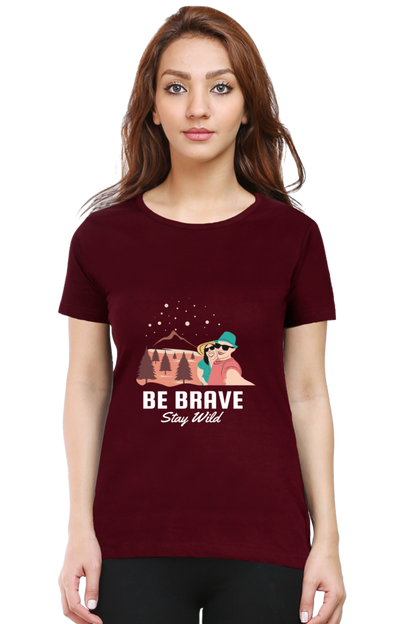 Women’s Round Neck Printed Adventure T-Shirts -  stay wild