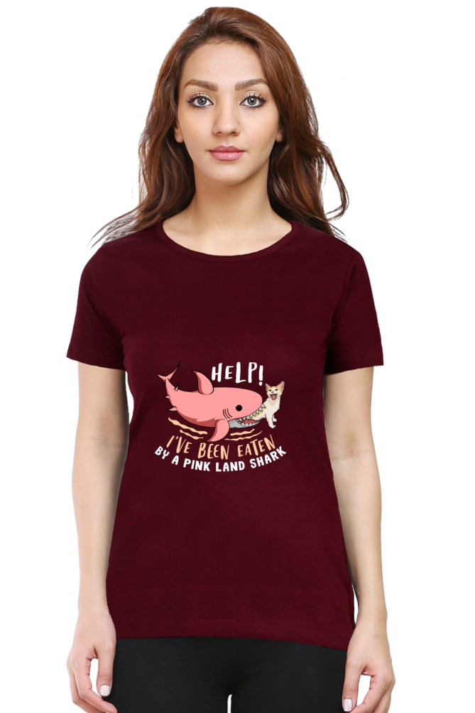 Women’s Round Neck Printed Funny & Queen SVG T-Shirts -  Shark