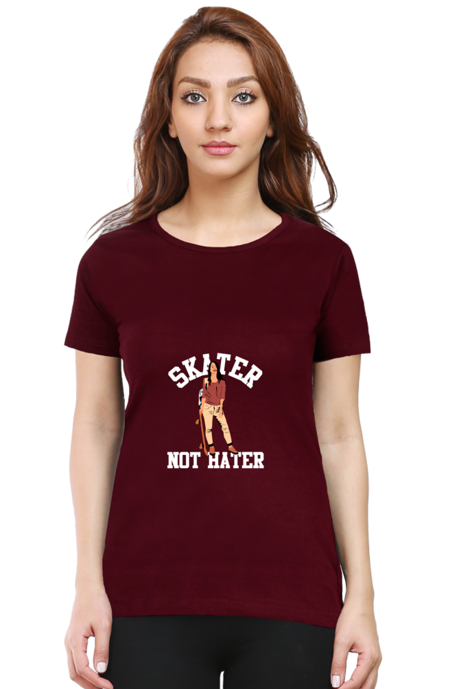 Women  Skateboard Half Sleeve T-Shirt -  Hater