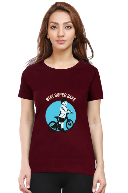 Women’s Round Neck Printed Rider T-Shirts -  super safe