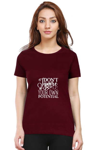 Women’s Round Neck Printed Motivational T-Shirts -  Potential