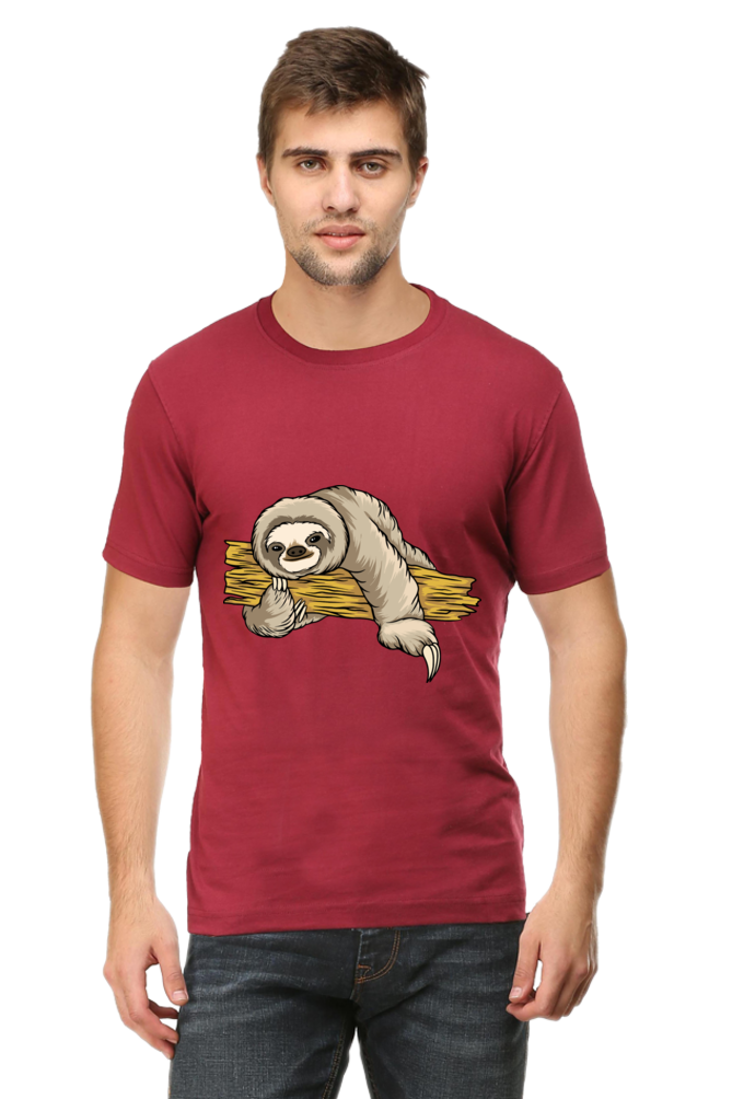 Men's Round Neck Sloth T-Shirt - Cuddle