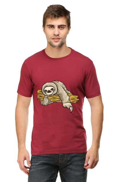 Men's Round Neck Sloth T-Shirt - Cuddle