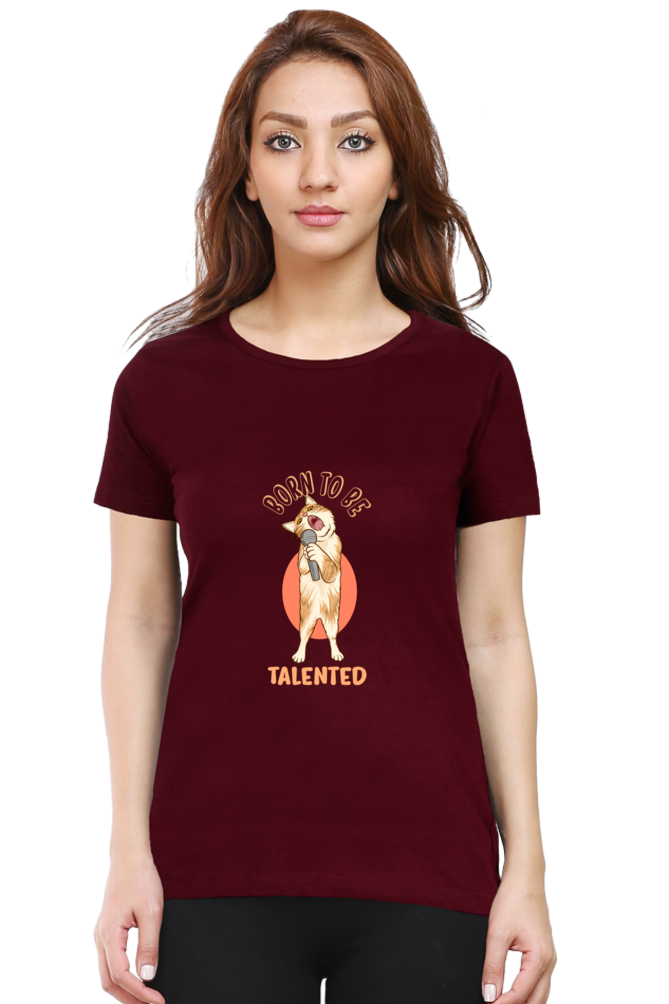 Women’s Round Neck Printed Funny & Queen SVG T-Shirts -  talented