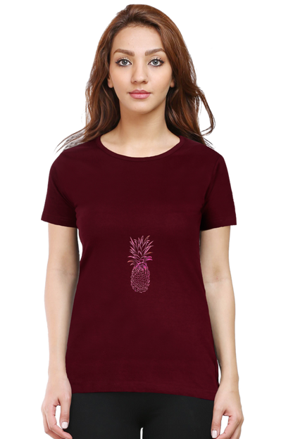 Women’s Round Neck Printed Minimalistic T-Shirts -  Fruit