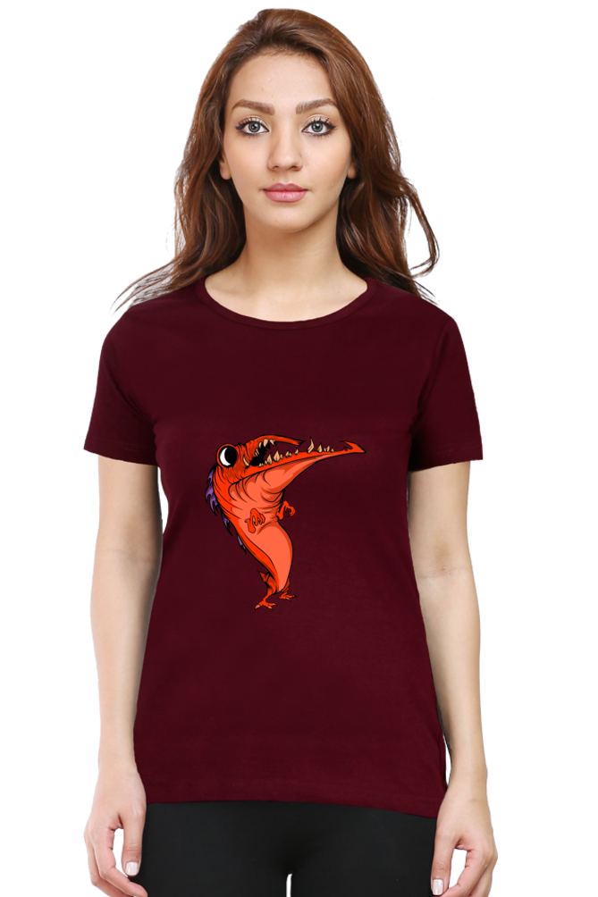 Women’s Round Neck Printed Animal's & Monster's T-Shirts - dancing monster