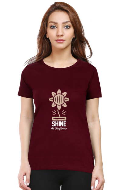 Women’s Round Neck Printed Gardening T-Shirts -   shine