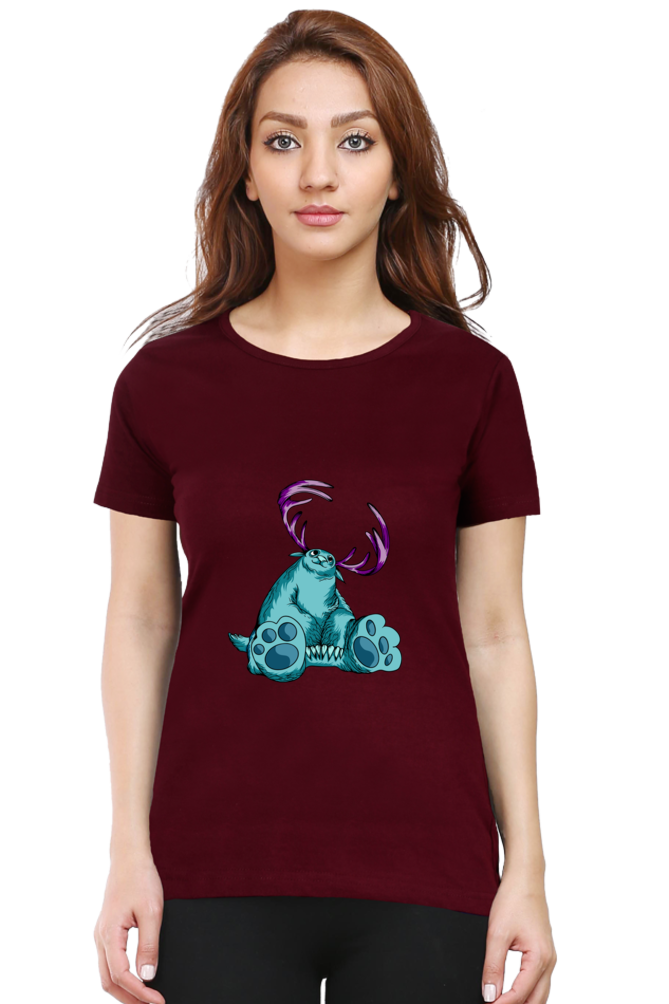 Women’s Round Neck Printed Animal's & Monster's T-Shirts -  huge monster