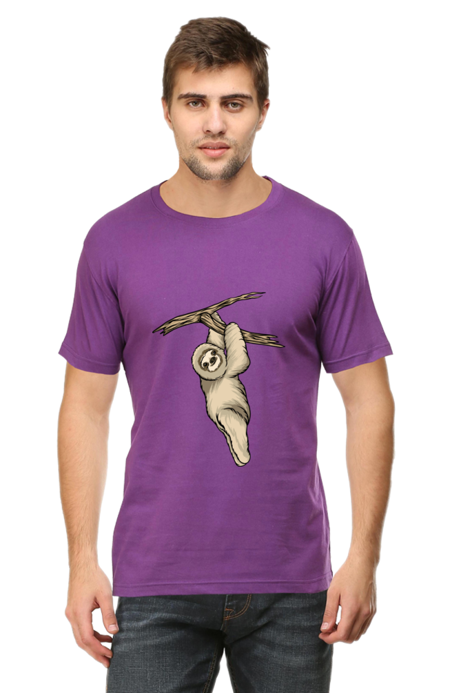 Men's Round Neck Sloth T-Shirt - play baby