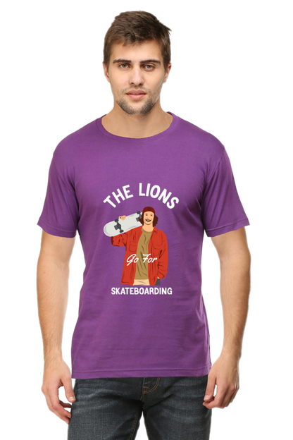 Skateboard Unisex Cotton Round Neck T-shirt - The Lion's