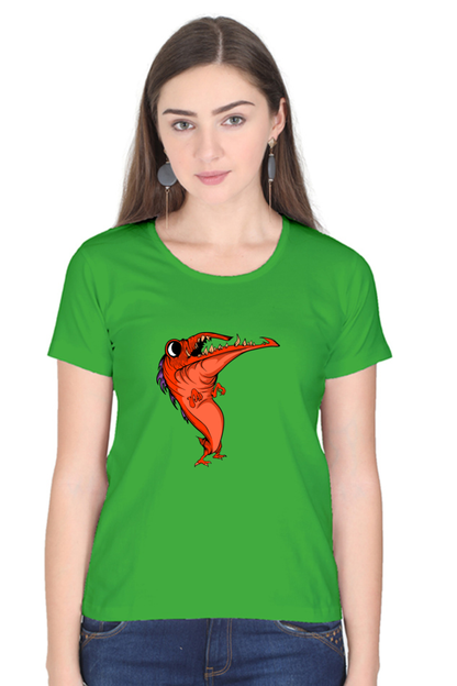 Women’s Round Neck Printed Animal's & Monster's T-Shirts - dancing monster