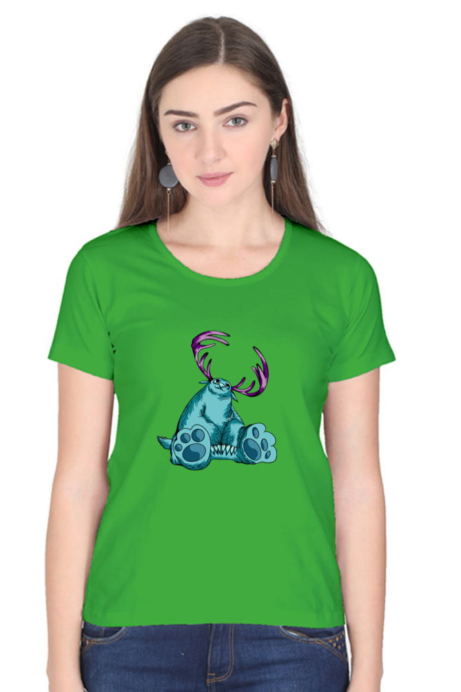 Women’s Round Neck Printed Animal's & Monster's T-Shirts -  huge monster