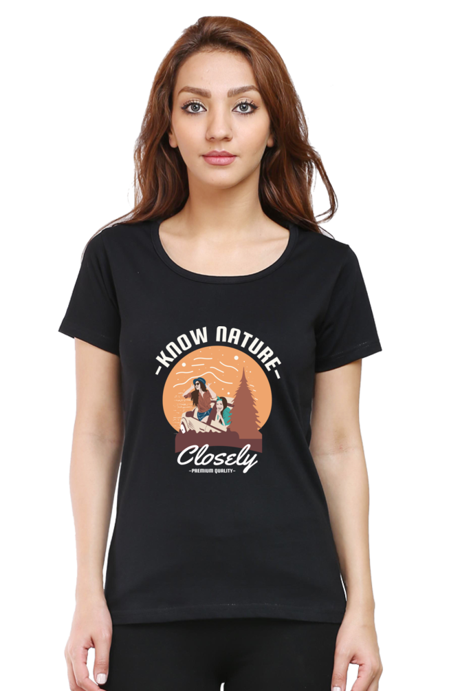 Women’s Round Neck Printed Adventure T-Shirts -  know nature