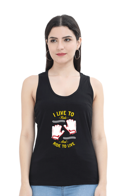 Women Skateboard Tank Top -  Live to ride