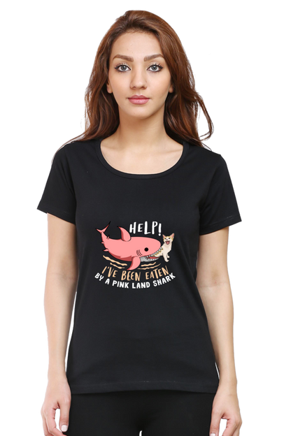 Women’s Round Neck Printed Funny & Queen SVG T-Shirts -  Shark