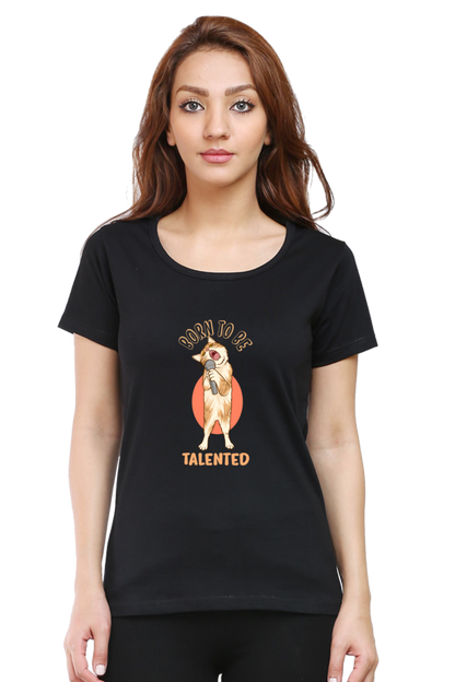 Women’s Round Neck Printed Funny & Queen SVG T-Shirts -  talented