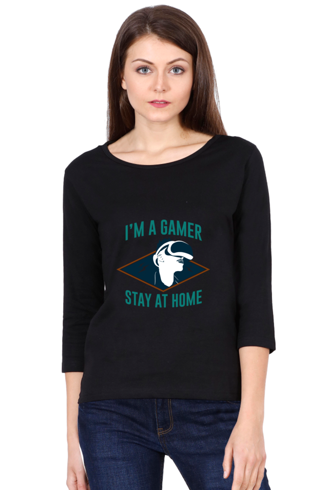 Women’s Full Sleeves Gamer T-Shirts - Stay Home