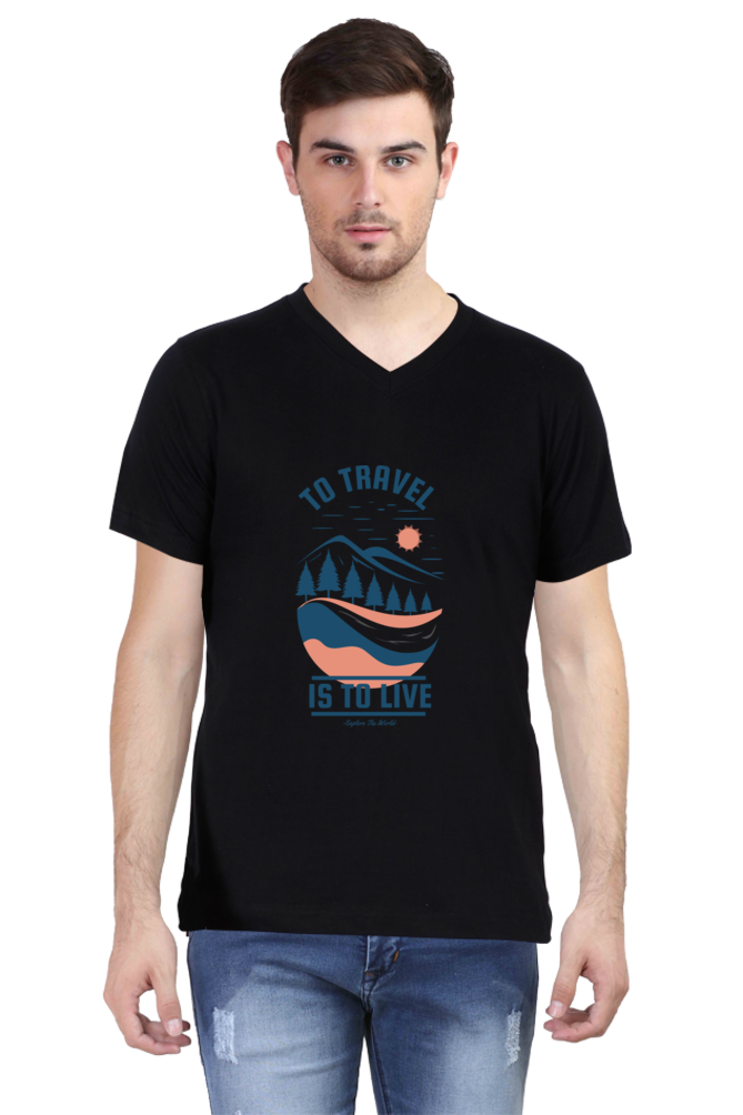 Men's Adventure V Neck T-Shirt - travel