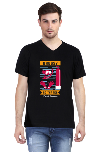 Men's Swimming V Neck T-Shirt - No Thanks