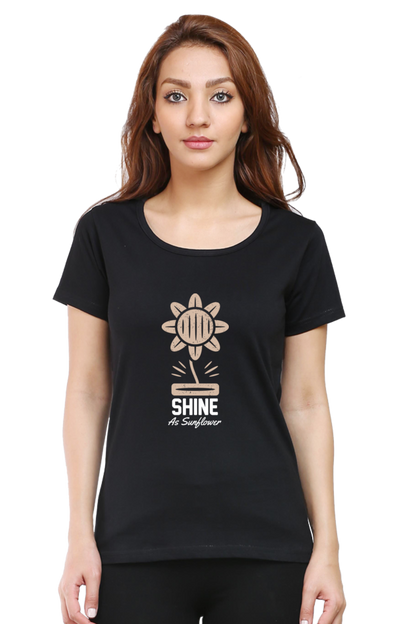 Women’s Round Neck Printed Gardening T-Shirts -   shine